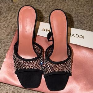 Black Amina Muaddi Lupita Crystal Heels